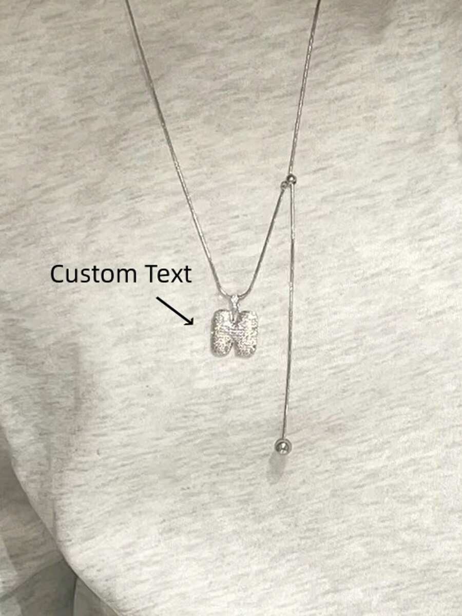 1 chiếc vòng cổ mặt dây chuyền chữ cái đơn giản, đính đá Cubic Zirconia 3D sang trọng, khắc tên theo yêu cầu, mặt dây chuyền chữ cái đầu MAMA cá nhân hóa, món quà thời trang dành cho mẹ, bạn gái, vợ, con gái, nhân dịp kỷ niệm, Ngày Valentine, Ngày của Mẹ, sinh nhật, tốt nghiệp, đeo hàng ngày, đám cưới, tiệc tùng. - Bạc - Xem 1