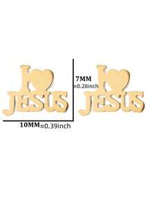 1 Pair Stainless Steel Stud Earrings For Women Students, Suitable For Daily Wear, Earrings Size Reference Image - Yellow Gold - View 6