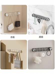 吸盘波浪形挂钩，免钻孔强力承重浴室马桶墙面无缝挂钩，免钻孔门后衣钩，浴室厨房强力承重无缝悬挂式挂钩 - 彩色 - 查看 9