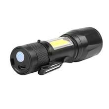 COB + XPE LED Flashlight, Portable USB Rechargeable Flashlight, Camping Flashlight With Zoomable Focus Light, 8XAZ Pen Clip Flashlight - S384-a - View 6