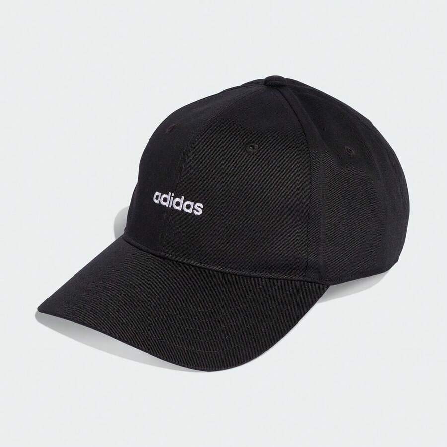 Adidas 男女通用线性刺绣帽，弯檐帽 KD2109 - 黑色 - 查看 1