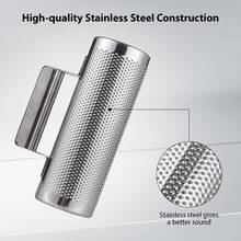 Instrumentos musicales de percusión agitador de acero inoxidable de 8 pulgadas con raspador, Instrumento percusión Acero Inoxidable, Instrumentos Musicales para Adultos, Metal, Herramienta Entrenamiento Musical con raspador y Mango ergonómico - Plateado - Ver 7