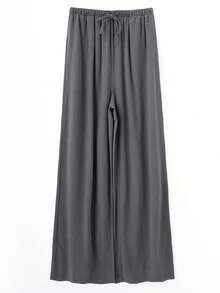 OMKAGI  Women's Linen Wide-Leg Pants With Pockets - Loose And Casual Long Pants For Home Wear Walking Around Vacation Beach Wear - 灰色 - 查看 2