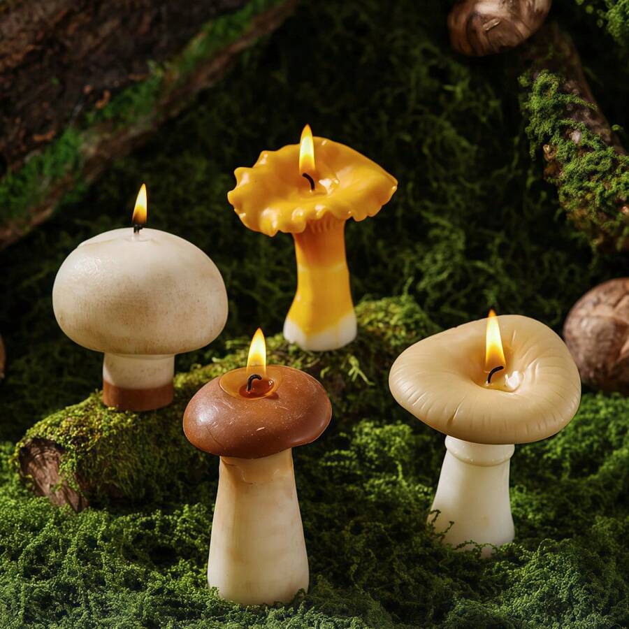 1 pièce Bougie parfumée en forme de champignon réaliste de 8 cm, bougie à l'arôme de cèpes, décoration d'ambiance, bougie de forme spéciale, accessoire photo, cadeau d'anniversaire - idéal pour les faveurs de mariage, les cadeaux pour les amis, la décoration de la maison, l'utilisation quotidienne, les célébrations de fête, la relaxation et la méditation, les cadeaux d'anniversaire, les accessoires photo, l'éclairage d'urgence, la jolie décoration de chambre - A - Voir 1