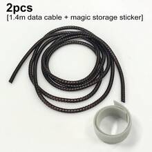 1.4米黑色充电线保护弹簧线，充电线保护线，数据线激光保护线，防断裂缠绕线，适用于手机/电脑/装饰，线缆保护线，数据线激光保护线，防断裂缠绕线，USB充电线保护激光魔术彩色线，适用于数据线和耳机 - 黑色 - 查看 6