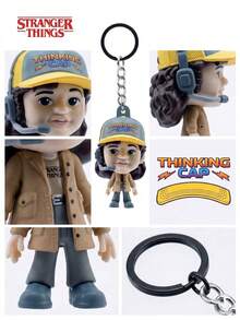 1 قطعة مفتاح سلسلة شخصية ثلاثية الأبعاد مرخصة رسميًا من Netflix لمسلسل Stranger Things، دمية صغيرة بطراز أنمي، ديكور مكتبي، هدية عيد الحب للمعجبين - متعدد الألوان 3 - مشاهدة 4