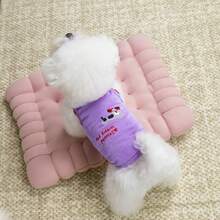 Cute Embroidered Dog Vests For Small Dogs, Red Ribbon Puppies Sleeveless Pet Camisole, Lightweight Summer Pet Dog Clothes, Breathable Pet Clothing - Beige - View 9