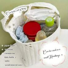 1个尿布包，多功能孕妇包迷你尿布包手提袋绗缝棉可爱尿布包，可装婴儿车、奶瓶、湿巾、安抚奶嘴 - 彩色 - 查看 8