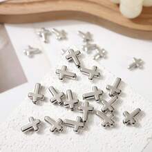 50/100颗时尚3D镀金ABS十字珠，适用于手工手链、项链、DIY首饰制作 - 彩色 - 查看 7