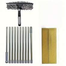 2-In-1 Window Cleaner And Squeegee, 180° Rotatable - Reach Up To 4.5m, Stainless Steel Handle, Ultra-Microfiber Cleaning Head, Wet/Dry Use, Easy Assembly And Storage, Ideal High Window Cleaning Tool, Efficient Cleaning Tool | Stylish Window Cleaner | Durable Resin Material - Multicolor - View 18