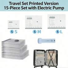 9 Packs Rechargeable Pump Vacuum Bags For Travel Packing, Carry-On Size Vacuum Seal Bags For Luggage And Suitcase Compression, Space Saver For Clothes And Clothing Organization - 9種組合旅行裝 - 查看 3