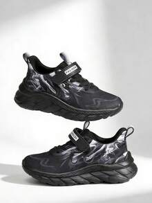 All Season Casual Sports Skateboard Shoes, For Teenagers, Campus Students, Outdoor Leisure Sports Shoes, Running Shoes, Hiking Shoes, With Hook And Loop Closure For Easy Wear, Lightweight & Breathable - Black - View 19