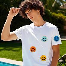 [4/9/15pcs Joyful Face Embroidered Patches] Joyful Face Chenille Embroidered Patches, Self-Adhesive Appliques For DIY Clothing And Accessories - Multicolor - View 6