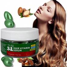 MELAO 三合一护发维生素精华胶囊，蕴含摩洛哥坚果油，深层滋养头发和头皮，令秀发柔软丝滑，由内而外滋养秀发，30粒胶囊，51克/1.8盎司 - 正裝 - 查看 3