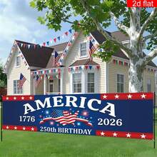 1pc 250th Anniversary Of US Independence Banner (1776-2026), 250th Anniversary US Flag & Star Design, 4th Of July Decor, Indoor/Outdoor Home Decoration For Anniversary Celebration - A - View 3