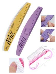 5PCS Nail File/Buffing Tool Is Durable, Won't Shed Sand, And Is A Double-Sided Polishing Sponge Tool Specifically For Nail Shaping. It's Washable And Features Nail Shape Guides And Markings - Multicolor - View 3