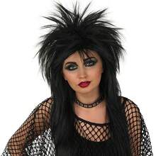 Unisex 80s Rock Punk Wig, Black Mohawk Hairstyle, Punk Party Halloween Wig - Black - View 2