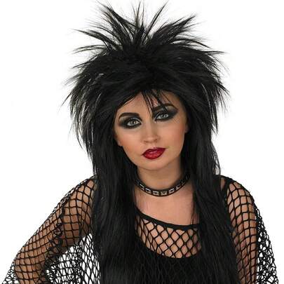 Unisex 80s Rock Punk Wig, Black Mohawk Hairstyle, Punk Party Halloween Wig