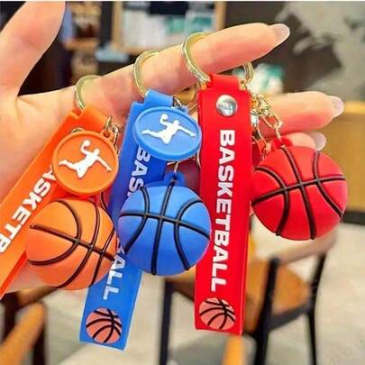 3pcs Basketball Keychains - Orange/Blue/Red Dynamic Basketball Design, Durable Keyrings For Backpacks, Car Keys, Sports Bags - Sports Gift For Men, Women, Basketball Fans And Enthusiasts - Basketball Lover Accessories, Backpack Hanging Decor, Fashionable Keychain, Long-Lasting Ornament, Must-Have For Team Supporters