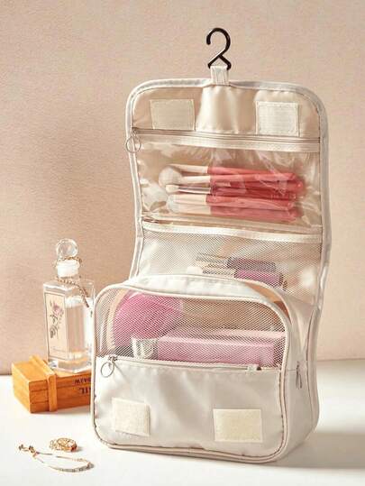 1pc Multi-Functional Travel Toiletry Bag Hanging Makeup Bag, Storage Bag, Large Capacity, Convenient To Carry,For Men And Women Waterproof Makeup Brushes Storage Beach Bag Beach Essentials Beach Towel Organizer Beach Accessories Beach Stuff Holiday Bag Holiday Essentials For Summer For Vacation Travel & Business Trip Wash Bag Toiletry Travel Bag Makeup Storage School Supplies Travel Essentials Ladies For College Dorm Bathroom Back To School Supplies