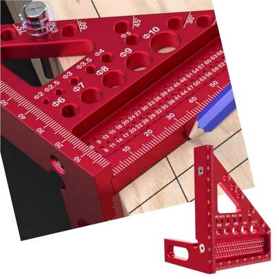 목공 사각 각도기, 알루미늄 합금 삼각자, 3D 다각도 측정자, 위치 핀이 있는 각도 표시 장치, 미터법, 45/90도 정밀 산업 측정 도구, 엔지니어 및 목수의 각도 표시 장치에 적합