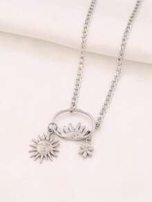 1件装不锈钢太阳吊坠项链，女士时尚设计，18K镀金饰品，锁骨项链首饰 - 項鍊 - 查看 7