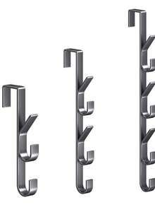 3pcs/1pc Easy To Install Door Hooks - Sturdy Metal Coat Rack For Hanging Clothes, Hats And Bags - Space-Saving Design, Suitable For Bedroom, Dorm And Cabinet - Grey - View 7