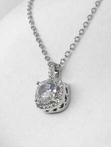Women's Gold Or Silver Necklace With A Cubic Zirconia Pendant In Genuine 316L Stainless Steel. - 黃金和白銀 - 查看 9