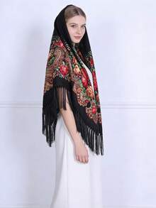 NAAMLOOS 110厘米（43.3英寸）印花休闲围巾，女士方形头巾披肩，适合所有季节搭配连衣裙 - 彩色 - 查看 27