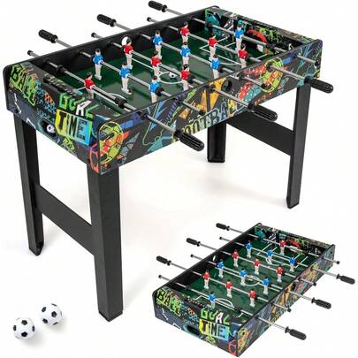 COSTWAY 2-in-1 Tischfußball mit abnehmbarer Tischplatte, Fußballtisch mit 2 Bällen, 14 Spielern & Anzeigetafel, Tisch für Kinder & Erwachsene, Tischfußball für Zuhause, Büro & Bar, 86 x 51 x 69 cm 47G5