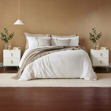 SoBuy Bedside Table With 2 Drawers For A Spring Mattress Bed, Side Table, Telephone Table, Nightstand, W X H X D: 40 X 47 X 40 Cm FBT115 - White X2 - View 2