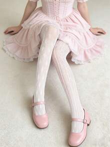 不对称网眼长筒袜、独特渔网长筒袜、性感提花连裤袜、镂空渔网打底裤 - 彩色 - 查看 2