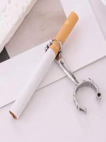 1pc Personalized Finger Bone Cigarette Holder Ring, Skull Pattern Cigarette Stand Ring, Adjustable Opening To Prevent Hand Burns And Mouth Discoloration - Multicolor - View 9