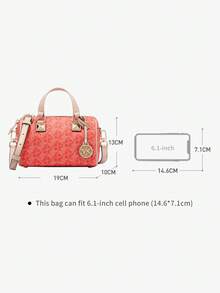 Michael Kors Grayson Classic Solid Color Logo Zipper Boston Bag, Women Handbag - Coral Red - View 6