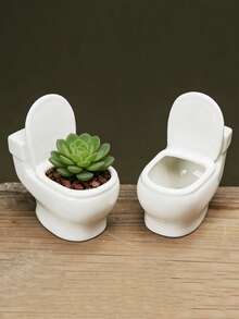 DIY马桶造型硅胶模具、蜡烛容器硅胶模具、环氧树脂浇铸模具、创意多肉植物花盆混凝土粘土水泥石浇铸模具 - 白色矽膠模具 - 查看 3