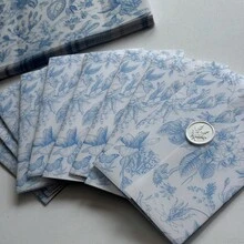 NIEWSPECIAL 20/50/100 piezas Sobres de velum en blanco azul o verde, o con diseño floral de hojas en rosa, adecuados para invitaciones de boda de 5x7 pulgadas, invitaciones DIY, sobres de velum personalizados - Azul - Ver 4