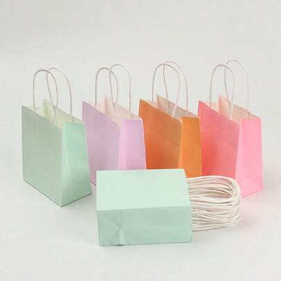 10个装高级礼品袋，适用于婚礼和周年纪念日，牛皮纸材质，带提手 - 优雅派对装饰、新娘送礼会、生日、感谢礼品散装供应