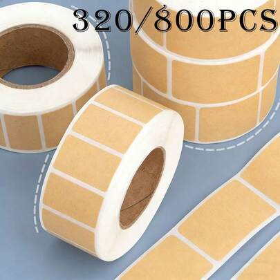 Cuộn nhãn tự dính bằng giấy Kraft 320/800, có thể viết, thích hợp cho đóng gói, phân loại, dán nhãn.