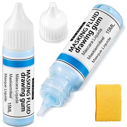 ELHUA Masking Fluid For Watercolor Painting And Various Art Projects, Watercolor Masking Fluid, Art Masking Fluid, Watercolor Artist Medium, Masking Fluid Pen, Blue Liquid Painting Glue, Masking Fluid Pen