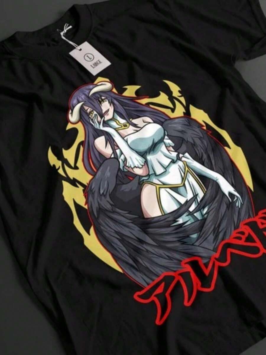 Overlord Shirt Albedo Tshirt Ainz-Shirt Shalltear Top Demiurge Sebas Anime Tee - 黑色 - 查看 1