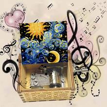 Handcranked Wooden "You Are My Sunshine" Van Gogh Starry Night Music Box, Battery-Free Keepsake Gift For Girlfriend, Mom, Birthday - Starry Sky Music Box - View 2