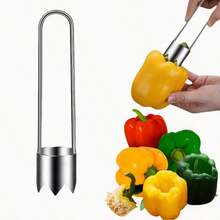 1pc/2pcs Stainless Steel Fruit & Vegetable Tools, Red Bell Pepper Seed Remover, Versatile Kitchen Gadgets Suitable Compatible With Apple, Pear, Tomato, Chili - Multicolor - View 6