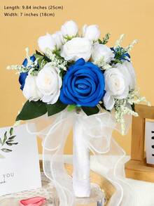 Bó hoa cưới pha lê hình trái tim 10 inch, nơ ren, hoa hồng lụa, phụ kiện trang trí lễ cưới, quà tặng tốt nghiệp, dạ hội. - Nhiều màu - Xem 48