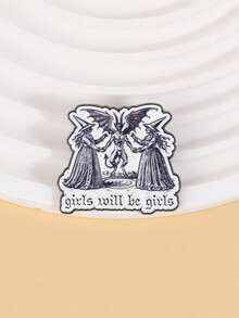 1枚女权主义珐琅别针，趣味女巫胸针，松树翻领别针，徽章，包包配饰，服装配饰，包包挂饰，时尚珠宝，朋友礼物 - 灰色 - 查看 5