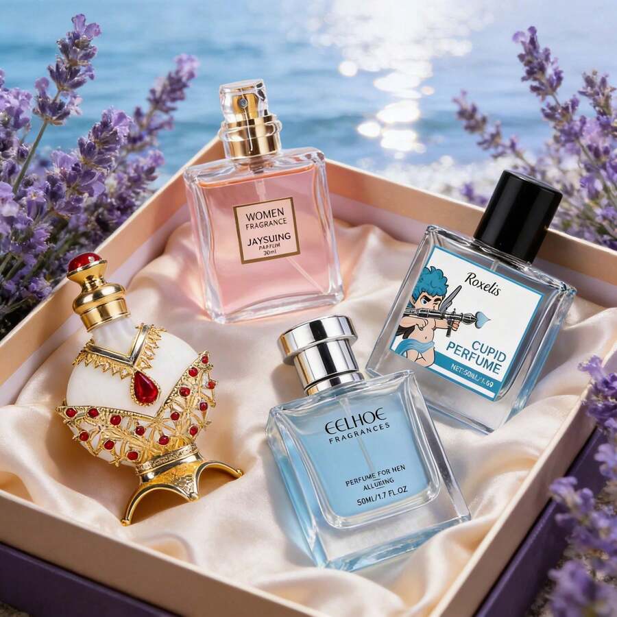 Roxelis 1Piece/4Piece Perfume Long-Lasting Fragrance Box Is Convenient For Women/Men To Carry, High-Quality Perfume With Better And Longer-Lasting Fragrance, Reverse Encounter Heart Language Women's/Men Perfume Set, Perfume Gift Box - nước hoa oải hương - Xem 1