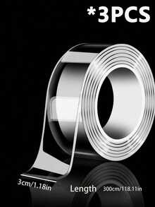 3 piezas/1 pieza Cinta adhesiva transparente reutilizable de doble cara, adhesivo fuerte, cinta adhesiva transparente de doble cara multiusos y resistente al agua - Adecuada para el hogar, la cocina, la oficina y el automóvil, cinta adhesiva de doble cara súper resistente - transparente - Ver 14
