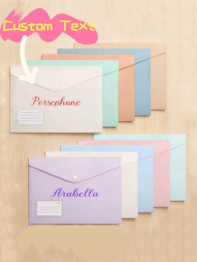 18mm Botão de Pressão Cor Macaron, Pasta de Documentos, Organizador de Arquivo de Plástico A4, Estojo de Papelaria para Estudantes