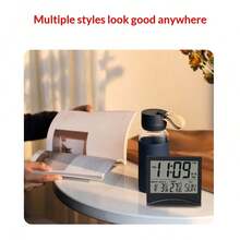 Reloj despertador de viaje digital plegable - Calendario, temperatura, temporizador con pantalla LCD con función de repetición - Dígitos grandes, alimentado por batería - Reloj de mesita de noche compacto adecuado para todas las edades - A - Ver 9