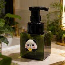 High-Quality 3D Cartoon Panda Style Transparent Pump Bottle, Portable Travel Shower Gel/Shampoo Foaming Dispenser, Skincare Refillable Container - Green - View 4