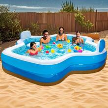 Inflatable Square Outdoor Swimming Pool For Family Use, With 2 Seats, Quick-Opening And Easy To Use, Scratch-Resistant And Durable, Suitable For Outdoor Activities Such As Patio Parties And Swimming Pools. - Hồ bơi được nâng cấp với lớp gia cố dày hơn. - Xem 2